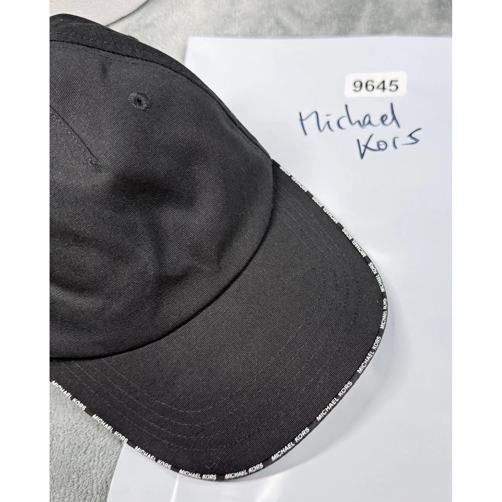 Michael Kors Baseball Cap Adjustable Black Logo Strap Trim Hat